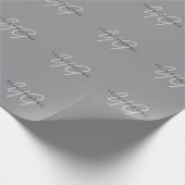 Bearbeitbarer Name oder Gruß | Schwarz & Dunkelgra Geschenkpapier (Ecke)