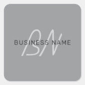 Bearbeitbarer Name oder Gruß | Schwarz & Dunkelgra Quadratischer Aufkleber (Vorderseite)