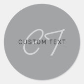 Bearbeitbarer Name oder Gruß | Schwarz & Dunkelgra Runder Aufkleber (Vorderseite)