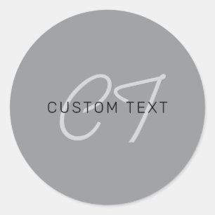 Bearbeitbarer Name oder Gruß   Schwarz & Dunkelgra Runder Aufkleber