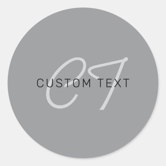 Bearbeitbarer Name oder Gruß | Schwarz & Dunkelgra Runder Aufkleber (Vorderseite)