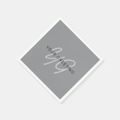Bearbeitbarer Name oder Gruß | Schwarz & Dunkelgra Serviette (Ecke)