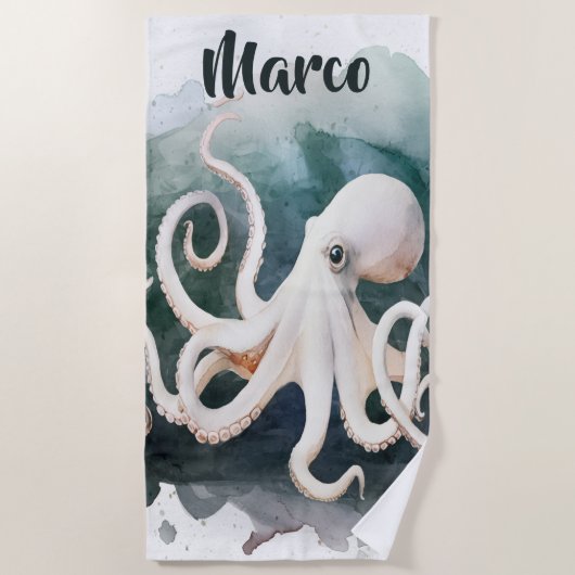Bearbeitbarer Oktopus Strandtuch (Vorderseite)