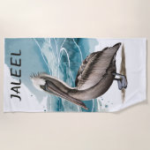 Bearbeitbarer Pelikan Strandtuch (Vorderseite)