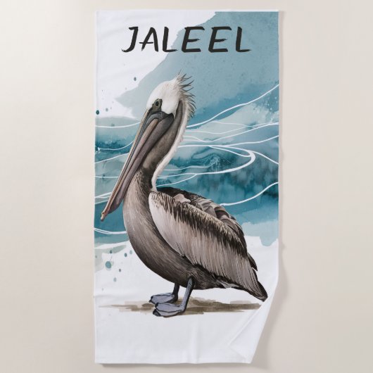 Bearbeitbarer Pelikan Strandtuch (Vorderseite)