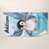 Bearbeitbarer Pinguin Strandtuch (Vorderseite)