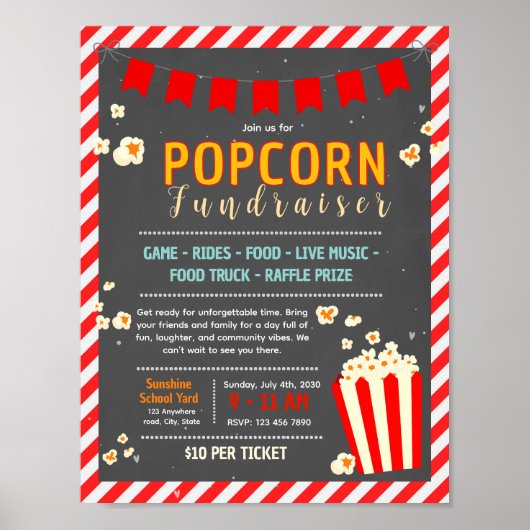 Bearbeitbarer Popcorn-Fundraising-Flugblatt Poster (Vorne)