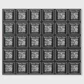Bearbeitbarer QR-Code & Firmenname | Schwarz & Wei Geschenkpapier (Flach)