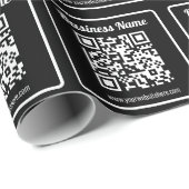 Bearbeitbarer QR-Code & Firmenname | Schwarz & Wei Geschenkpapier (Rolleneckpunkt)