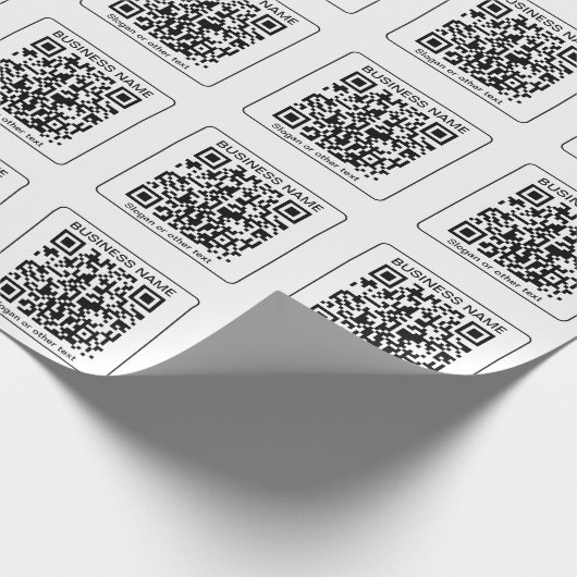 Bearbeitbarer QR-Code für Scanner + Ihr Firmenname Geschenkpapier (Ecke)