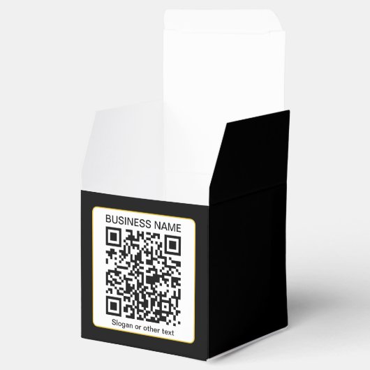 Bearbeitbarer QR-Code für Scanner + Ihr Firmenname Geschenkschachtel (Geöffnet)