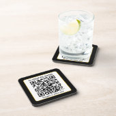 Bearbeitbarer QR-Code für Scanner + Ihr Firmenname Getränkeuntersetzer (Rechte Seite)