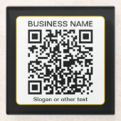Bearbeitbarer QR-Code für Scanner + Ihr Firmenname Glasuntersetzer (Vorderseite)