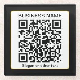 Bearbeitbarer QR-Code für Scanner + Ihr Firmenname Glasuntersetzer