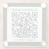 Bearbeitbarer QR-Code für Scanner + Ihr Firmenname Glasuntersetzer (Rückseite)