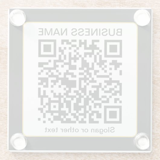 Bearbeitbarer QR-Code für Scanner + Ihr Firmenname Glasuntersetzer (Rückseite)