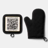 Bearbeitbarer QR-Code für Scanner + Ihr Firmenname Ofenhandschuh & Topflappen-Set (Vorderseite)