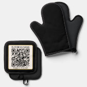 Bearbeitbarer QR-Code für Scanner + Ihr Firmenname Ofenhandschuh & Topflappen-Set (Vorderseite/Rückseite)