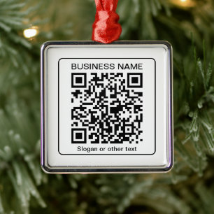 Bearbeitbarer QR-Code für Scanner + Ihr Firmenname Ornament Aus Metall
