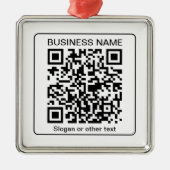 Bearbeitbarer QR-Code für Scanner + Ihr Firmenname Ornament Aus Metall (Vorne)