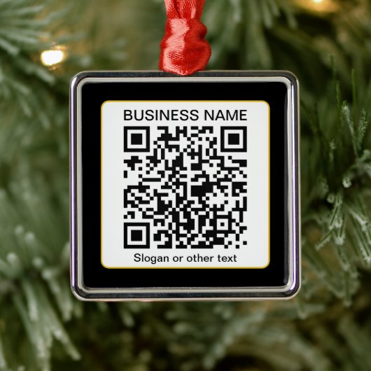 Bearbeitbarer QR-Code für Scanner + Ihr Firmenname Ornament Aus Metall (Baum)