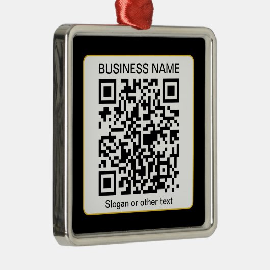 Bearbeitbarer QR-Code für Scanner + Ihr Firmenname Ornament Aus Metall (Rechts)