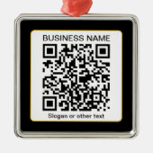 Bearbeitbarer QR-Code für Scanner + Ihr Firmenname Ornament Aus Metall (Vorne)