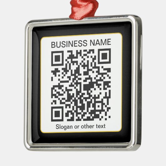 Bearbeitbarer QR-Code für Scanner + Ihr Firmenname Ornament Aus Metall (Links)