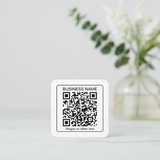 Bearbeitbarer QR-Code für Scanner + Ihr Firmenname Quadratische Visitenkarte (Stehend Vorderseite)