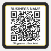 Bearbeitbarer QR-Code für Scanner + Ihr Firmenname Quadratischer Aufkleber (Vorderseite)