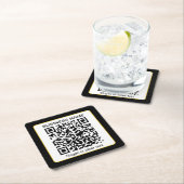 Bearbeitbarer QR-Code für Scanner + Ihr Firmenname Rechteckiger Pappuntersetzer (Vor Ort)