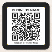 Bearbeitbarer QR-Code für Scanner + Ihr Firmenname Rechteckiger Pappuntersetzer (Vorderseite)