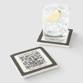 Bearbeitbarer QR-Code für Scanner + Ihr Firmenname Steinuntersetzer (Seitenansicht)