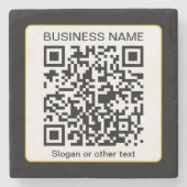 Bearbeitbarer QR-Code für Scanner + Ihr Firmenname Steinuntersetzer (Vorderseite)