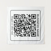 Bearbeitbarer QR-Code für Scanner + Ihr Firmenname Wandteppich (Vorderseite (Horizontal))