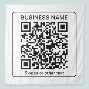 Bearbeitbarer QR-Code für Scanner + Ihr Firmenname Wandteppich