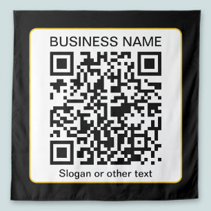 Bearbeitbarer QR-Code für Scanner + Ihr Firmenname Wandteppich
