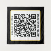 Bearbeitbarer QR-Code für Scanner + Ihr Firmenname Wandteppich (Vorderseite (Horizontal))