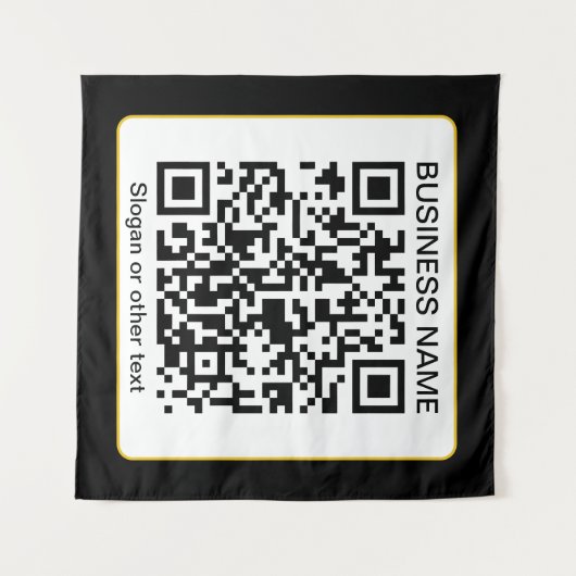 Bearbeitbarer QR-Code für Scanner + Ihr Firmenname Wandteppich (Vorderseite (Horizontal))