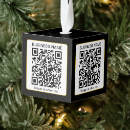 Bearbeitbarer QR-Code für Scanner + Ihr Firmenname Würfelornament