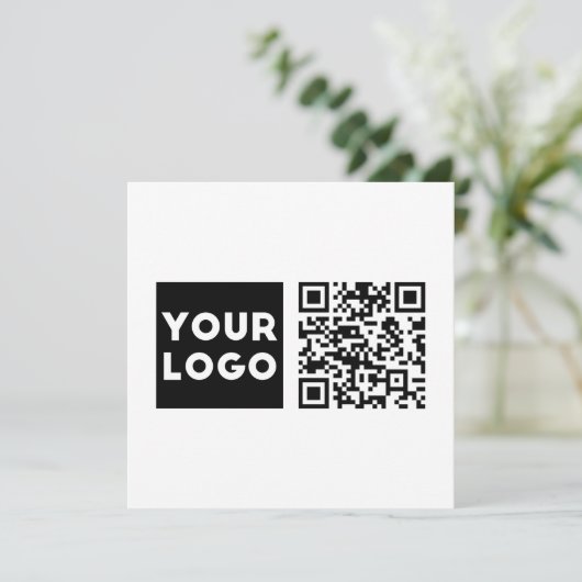 Bearbeitbarer QR-Code & Ihr Firmenlogo oder Bild Dankeskarte (Stehend Vorderseite)