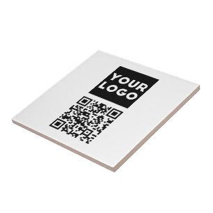 Bearbeitbarer QR-Code & Ihr Firmenlogo oder Bild Fliese