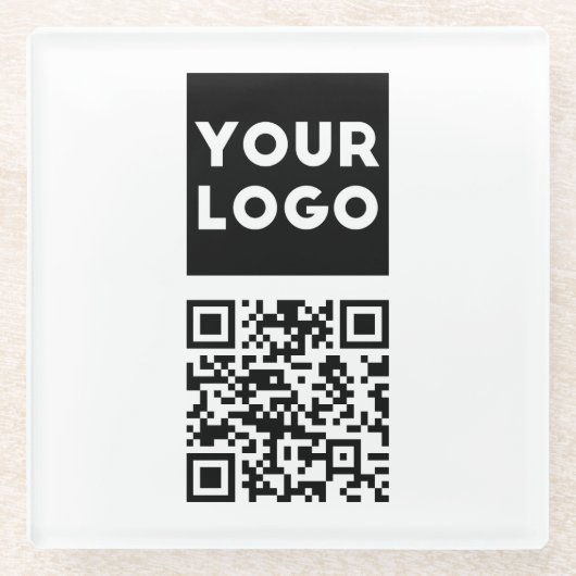 Bearbeitbarer QR-Code & Ihr Firmenlogo oder Bild Glasuntersetzer (Vorderseite)