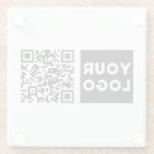 Bearbeitbarer QR-Code & Ihr Firmenlogo oder Bild Glasuntersetzer (Rückseite)