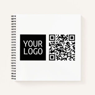 Bearbeitbarer QR-Code & Ihr Firmenlogo oder Bild Notizblock