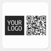 Bearbeitbarer QR-Code & Ihr Firmenlogo oder Bild Quadratischer Aufkleber (Vorderseite)