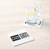Bearbeitbarer QR-Code & Ihr Firmenlogo oder Bild Rechteckiger Pappuntersetzer (Vor Ort)