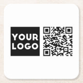 Bearbeitbarer QR-Code & Ihr Firmenlogo oder Bild Rechteckiger Pappuntersetzer (Vorderseite)