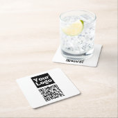 Bearbeitbarer QR-Code & Ihr Firmenlogo oder Bild Rechteckiger Pappuntersetzer (Vor Ort)