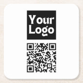 Bearbeitbarer QR-Code & Ihr Firmenlogo oder Bild Rechteckiger Pappuntersetzer (Vorderseite)